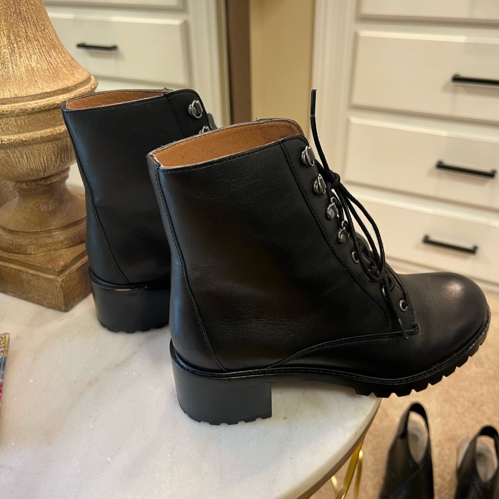 Madewell Black Leather Combat Boots - Picture 6 of 9